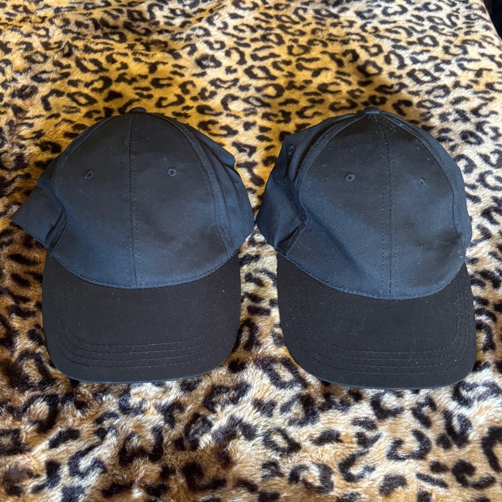 2 Pack Solid Black Hats